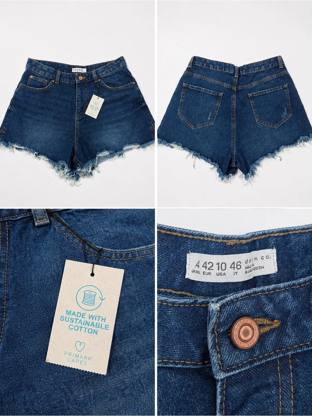 Primark Dark Blue Distressed Denim Cutoff Shorts